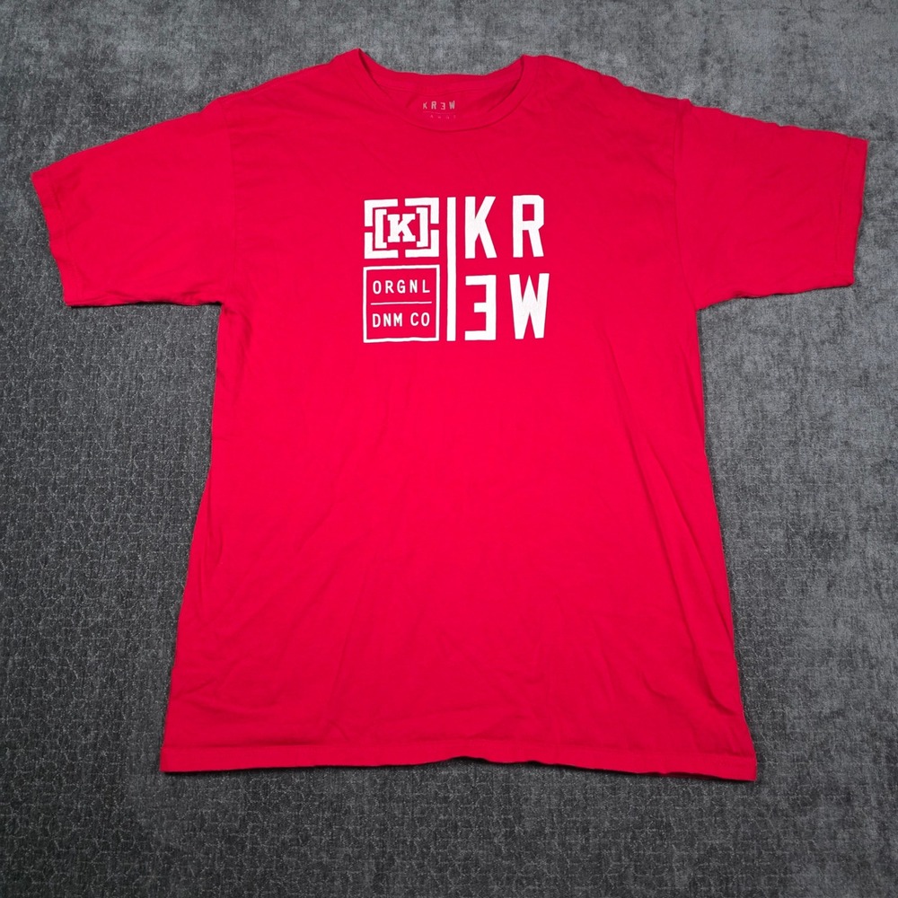 KR3W Mens Red Graphic T-Shirt Large Short Sleeve Cotton Skate Streetwear Tee L